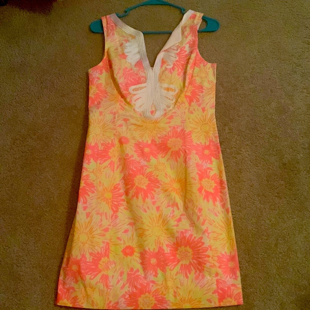 Lilly Pulitzer pink and yellow dayglow sunshine dress, 4